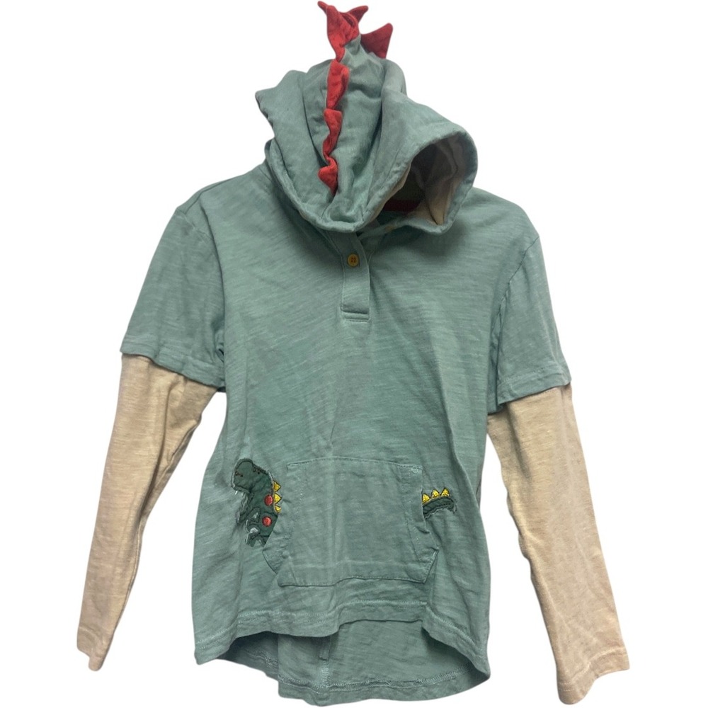 Mini Jiji Kids Green‎ Dinosaur Hoodie Long Sleeve Layered T-shirt Top 5 Years